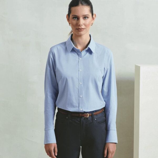 LADIES MICROCHECK L/S SHIRT Thumbnail