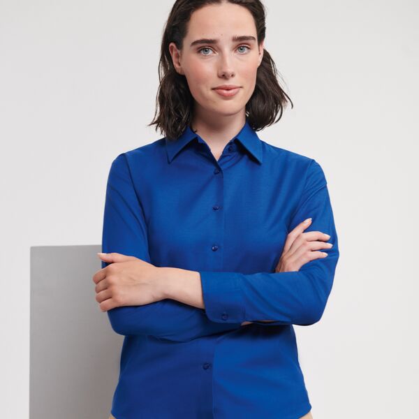 Russell Athletic Collection Ladies Long Sleeve Easy Care Oxford Shirt Thumbnail
