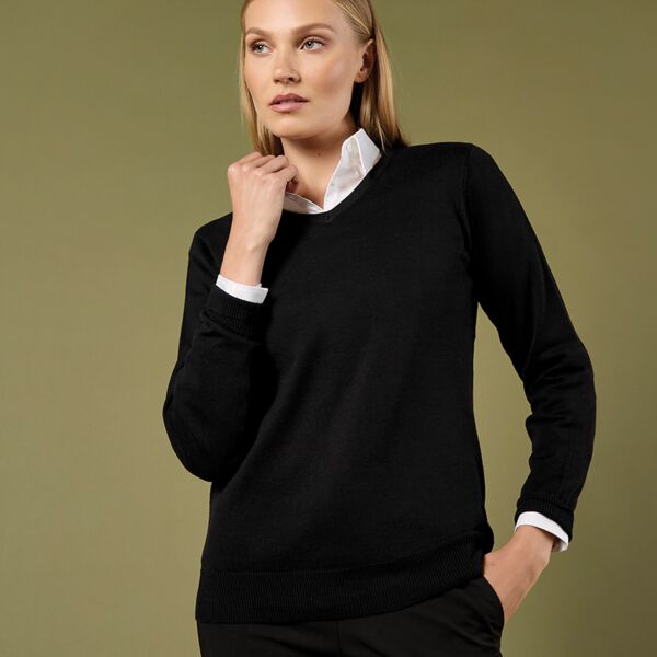 Kustom Kit Ladies Arundel Cotton Acrylic V Neck Sweater Thumbnail