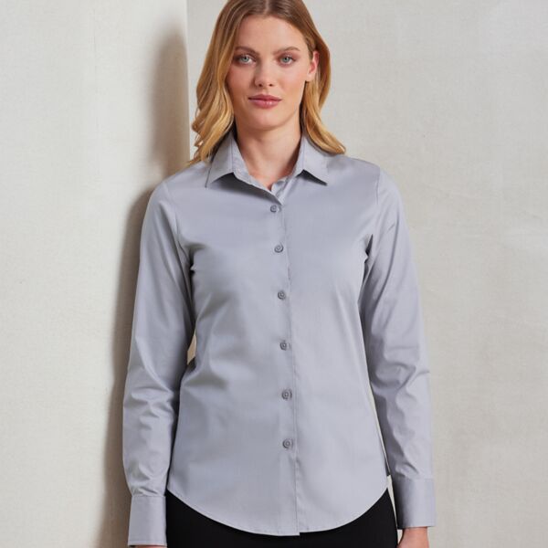 Premier Ladies Long Sleeve Stretch Fit Poplin Shirt Thumbnail